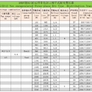 H級(jí)非包封三相干式配電變壓器