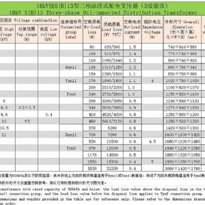 10kV級(jí)S(B)系列三相油浸式配電變壓器